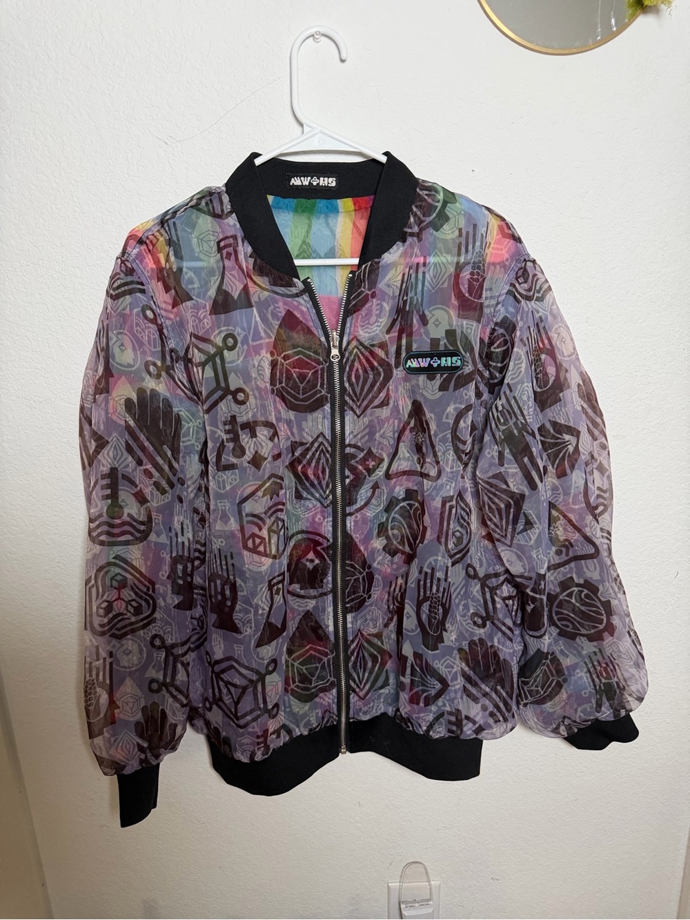 Meow wolf MW+HS factory bomber jacket reversible sheer rainbow